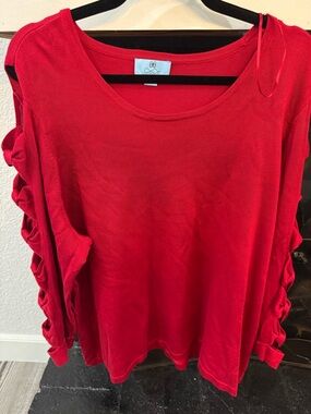 CeCe Red Ladder-Sleeve Knit Top
